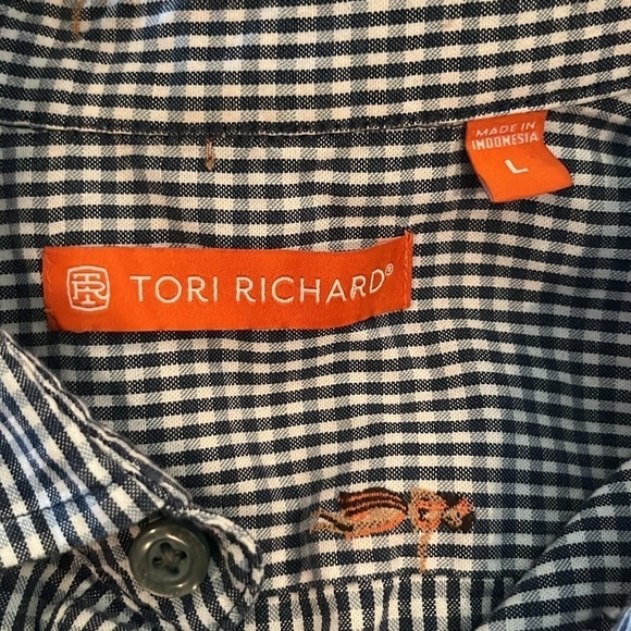 Tori Richard gingham pattern hula girls shirt | size Large - Picture 6 of 8